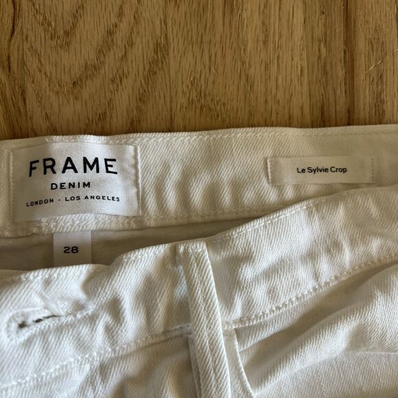 FRAME Le Sylvie Crop Jeans Side Slit White Denim Size 28 Modern Basics - Picture 4 of 9
